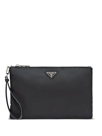 PRADA RE-NYLON AND SAFFIANO LEATHER POUCH