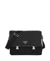 Prada Re-nylon And Saffiano Leather Shoulder Bag In Black