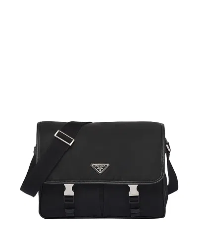 PRADA RE-NYLON AND SAFFIANO LEATHER SHOULDER BAG