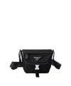 Prada Womens Black Re-nylon Brand-plaque Leather And Nylon Shoulder Bag