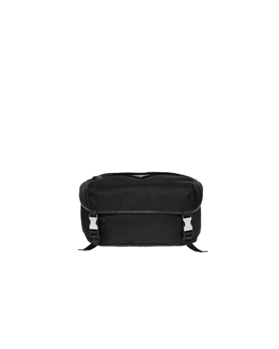 Prada Re-nylon And Saffiano Leather Shoulder Bag In Black
