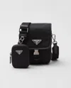Prada Mens Black Re-nylon Saffiano Leather And Nylon Shoulder Bag In Black