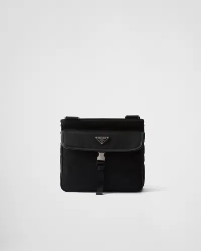 Prada Re-nylon And Saffiano Leather Shoulder Bag In Black