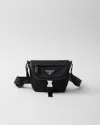 Prada Womens Black Re-nylon Brand-plaque Leather And Nylon Shoulder Bag In Black