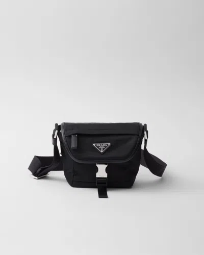 Prada Re-nylon And Saffiano Leather Shoulder Bag In Black
