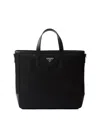 Prada Mens Black Re-nylon Brand-plaque Nylon And Leather Tote Bag