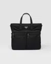 Prada Logoed Tote Bag In Black