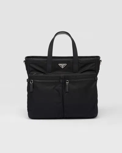 PRADA RE-NYLON AND SAFFIANO LEATHER TOTE BAG