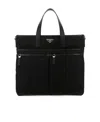 Prada Logoed Tote Bag In Black