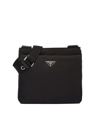 Prada Re-nylon And Saffiano Shoulder Bag In Black