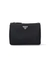 Prada Shoulder Bag In Re-nylon With External Pocket In Black  