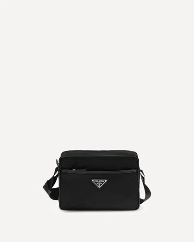 Prada Re-nylon And Saffiano Leather Shoulder Bag In Black