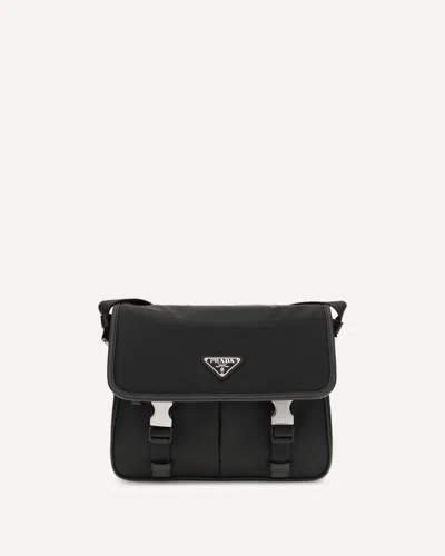 Prada Re-nylon And Saffiano Shoulder Bag In Black