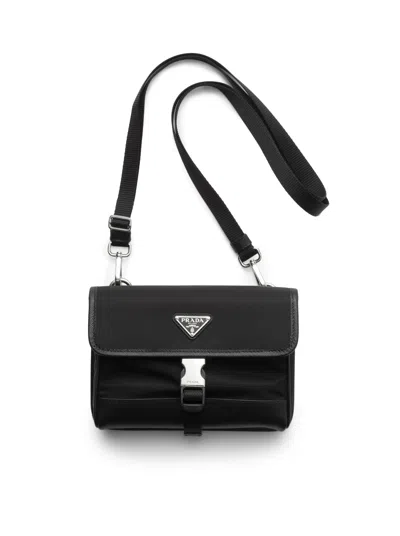 Prada Logo Plaque Belt Bag In Black