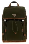 Prada Nylon Backpack With Adjustable Shoulder Straps In Green