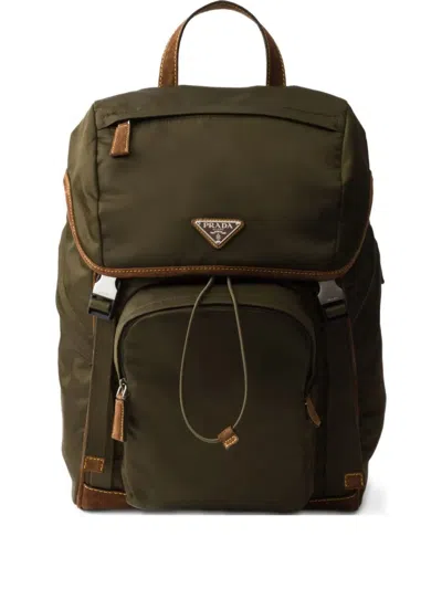 Prada Re-nylon And Suede Backpack In Green