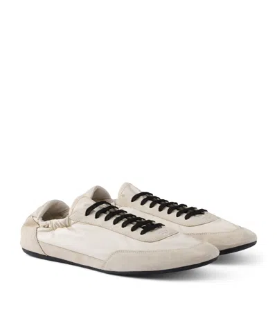 PRADA RE-NYLON AND SUEDE COLLAPSE SNEAKERS