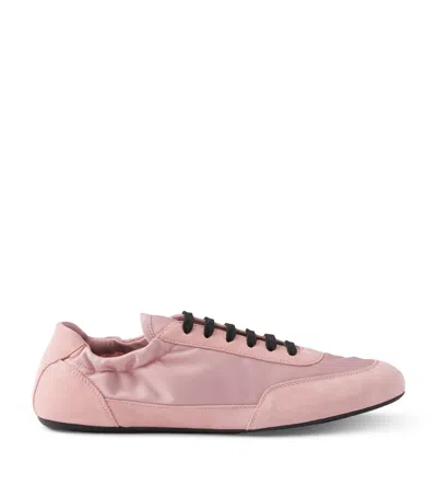 Prada Re-nylon And Suede Collapse Sneakers In Pink