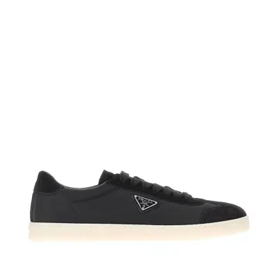 PRADA RE-NYLON AND SUEDE LEATHER SNEAKERS