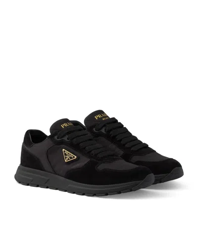 Prada Re-nylon And Suede Prax 2.0 Low-top Sneakers In Black