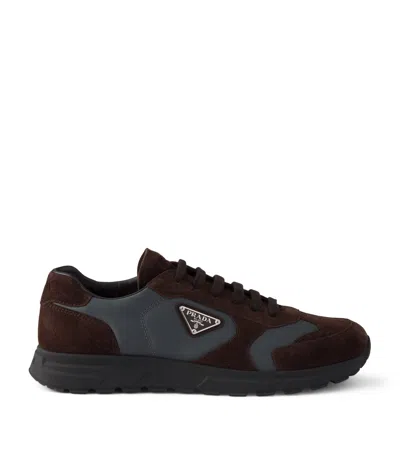 Prada Re-nylon And Suede Prax 2.0 Low-top Sneakers In Brown