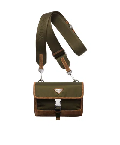 Prada Re-nylon And Suede Smartphone Case In Green
