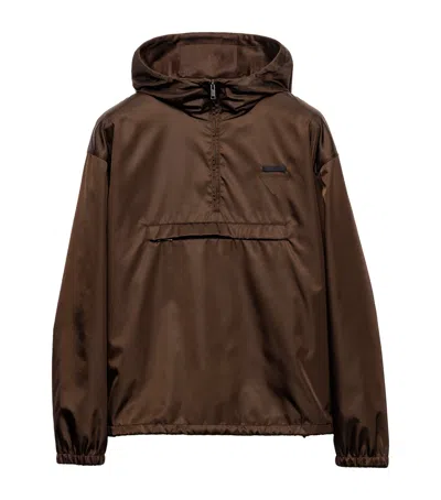 Prada Re-nylon Anorak In Brown