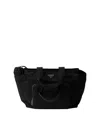 Prada Enamel Logo Plaque Changing Bag In Black