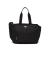 Prada Enamel Logo Plaque Changing Bag In Black