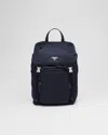 Prada Mens Blue Re-nylon Large Recycled-nylon And Leather Backpack In Blue