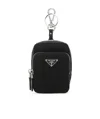 Prada Re-nylon Backpack Keyring In Black