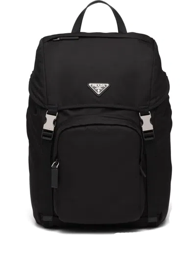 Prada Re-nylon Backpack With Triangle Logo In Black