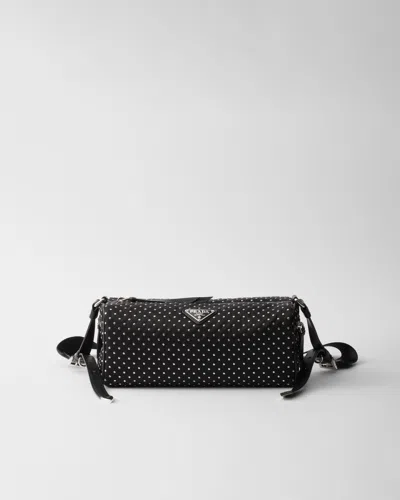 Prada Tasche Aus Re-nylon Mit Nieten In Schwarz