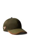 Prada Re-nylon And Leather Baseball Cap In Green