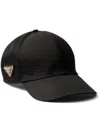 Prada Structured Black Cap With Distinctive Logo Emblem In Black