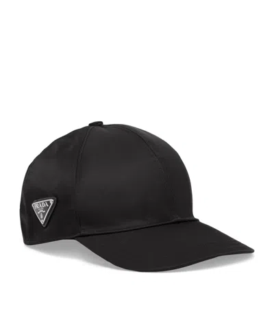 Prada Re-nylon Baseball Cap In Black
