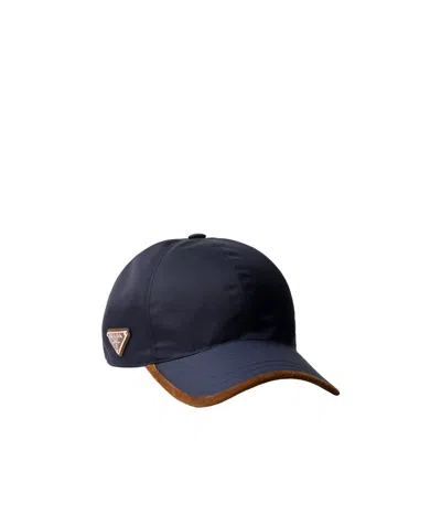 Prada Baseballkappe Aus Re-nylon In Blau/kakaobraun