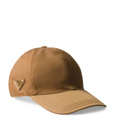 Prada Re-nylon Baseball Cap In Brandy