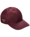 Prada Nylon Baseball Cap Panel Construction Visor Brim In Burgundy