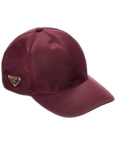 Prada Nylon Baseball Cap Panel Construction Visor Brim In Brown