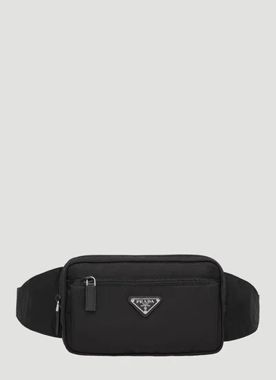 Prada Re-nylon And Saffiano Leather Belt Bags In Black