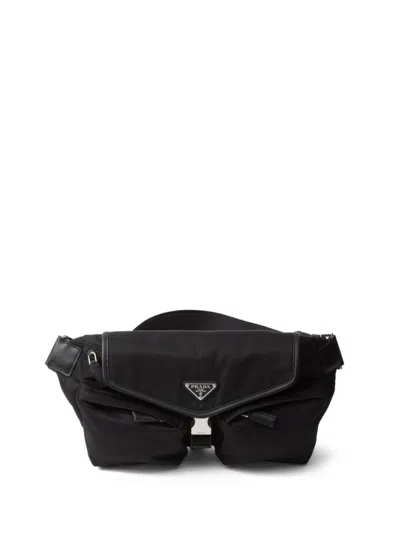 Prada Mens Grey Brand-plaque Saffiano-leather Cross-body Bag In Black