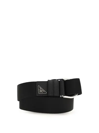Prada Re-nylon Belt In Black