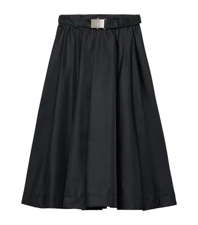 Prada Re-nylon Belted Midi Skirt In Black