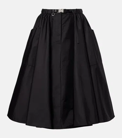 Prada Re-nylon Belted Midi Skirt In Black