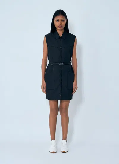 Prada Re-nylon Belted Mini Dress In Blue