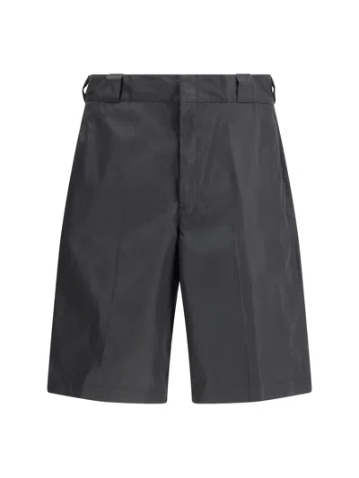 Prada Re-nylon Bermuda Shorts In Gray