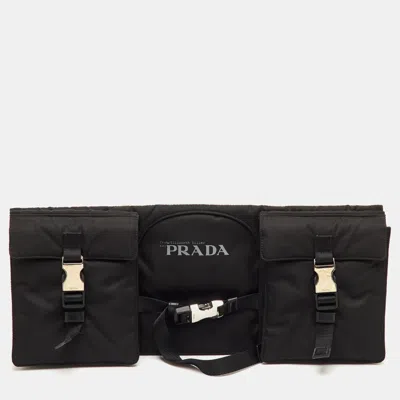 Pre-owned Prada Re-nylon Black Nylon Elizabeth Diller Multifunctional Clutch