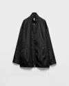 Prada High Collar Elasticated Hem Jacket In Black