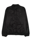 Prada Zipped Nylon Jacket With Logo Embroidery In Black